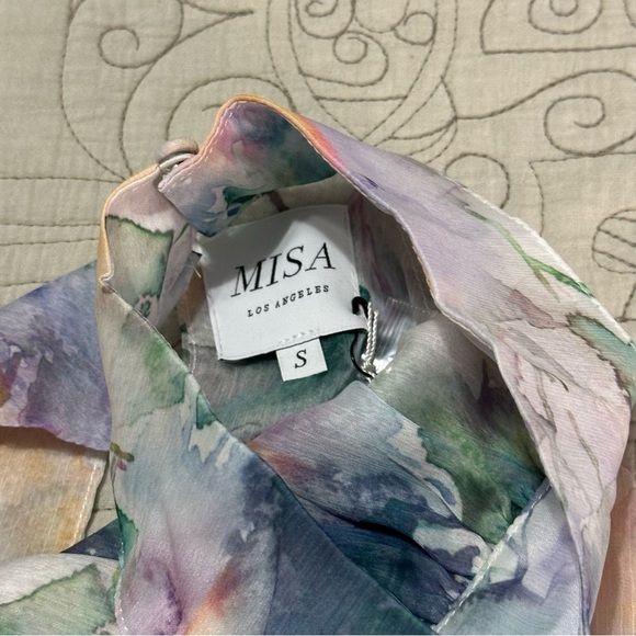 NWT MISA Victorine High Low Watercolor Chiffon High Low Dress Size S - Picture 10 of 11